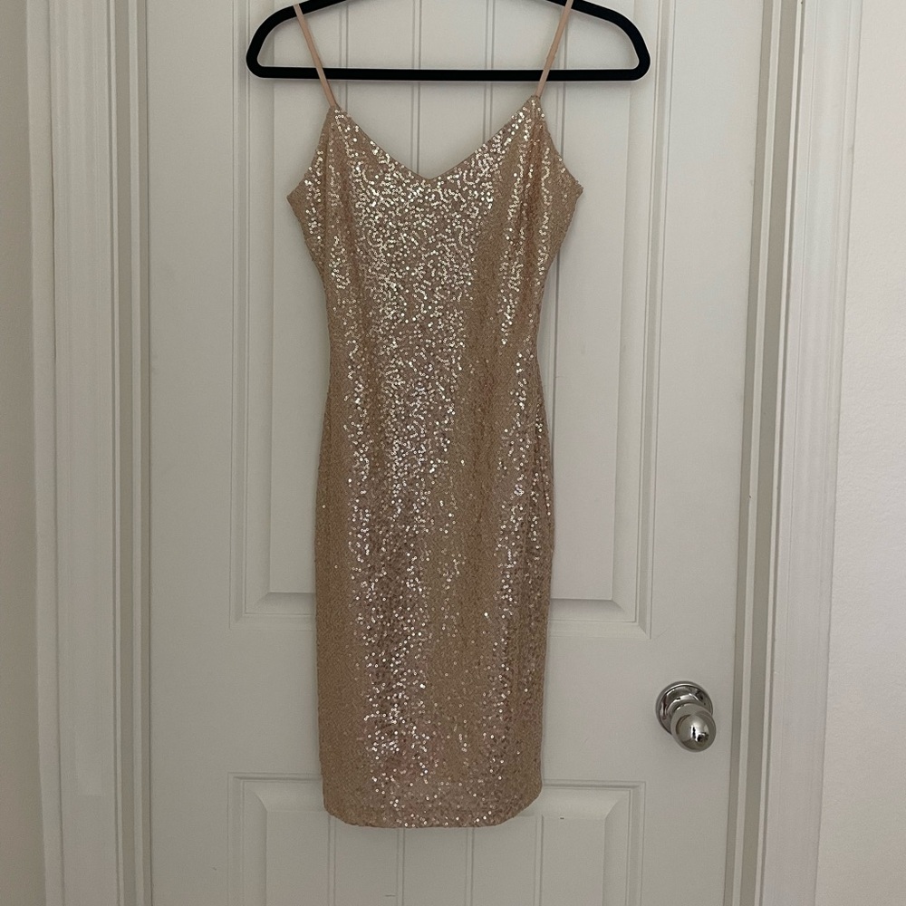 Gold Sequin Bodycon Midi